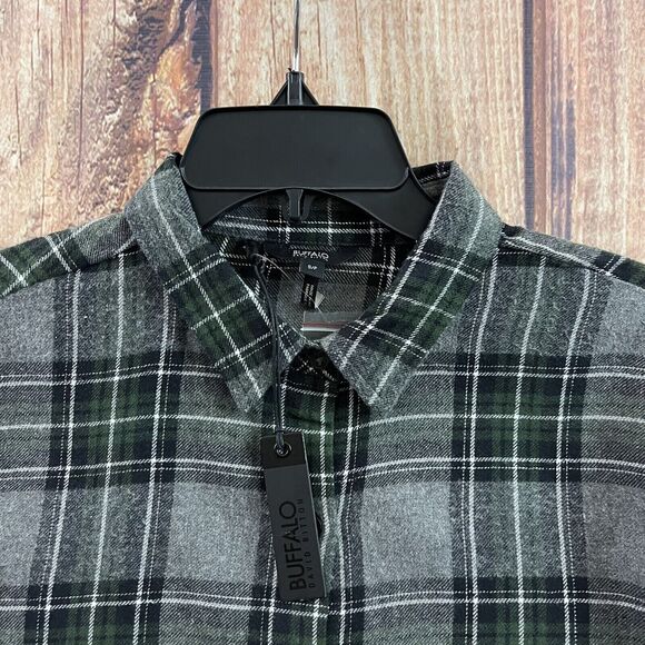 Buffalo David Bitton Shirt Womens Small Gray Green Plaid Flannel Button Up NEW - Picture 6 of 12